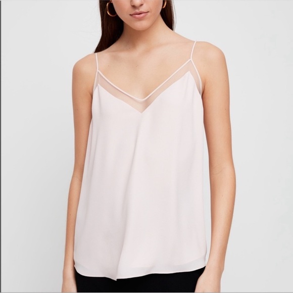 Aritzia Babaton Galen Camisole‎ Top Mesh Detail Pink Rose Quartz Size Small - Picture 1 of 11